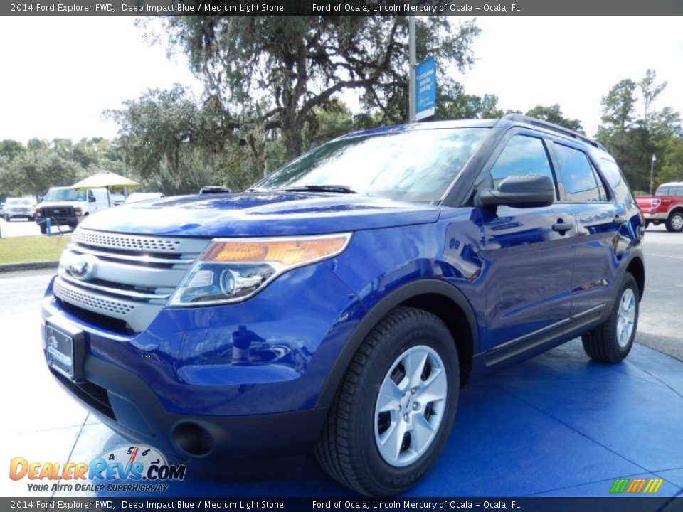 2014 Ford Explorer FWD Deep Impact Blue / Medium Light Stone Photo #1