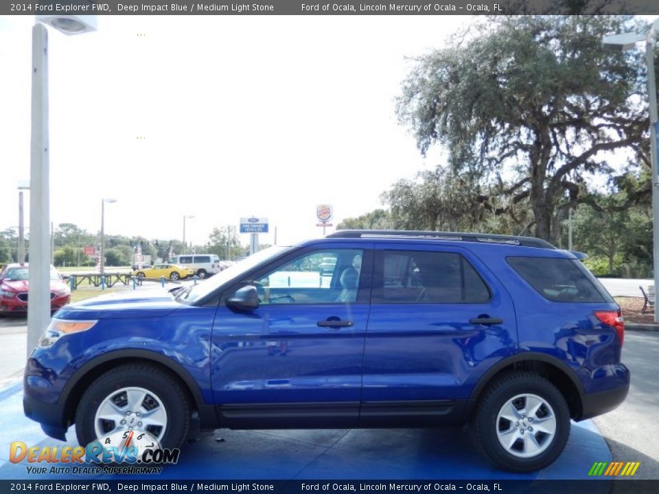 2014 Ford Explorer FWD Deep Impact Blue / Medium Light Stone Photo #2