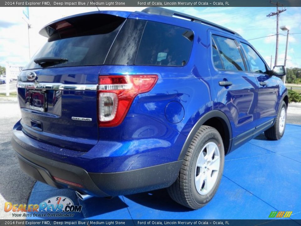 2014 Ford Explorer FWD Deep Impact Blue / Medium Light Stone Photo #3
