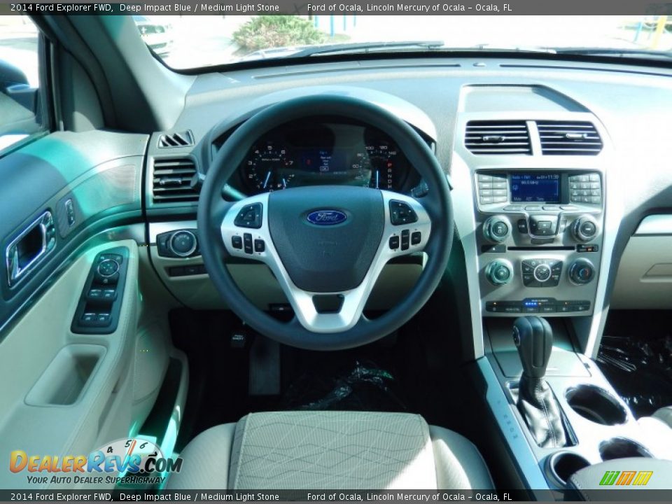 2014 Ford Explorer FWD Deep Impact Blue / Medium Light Stone Photo #9