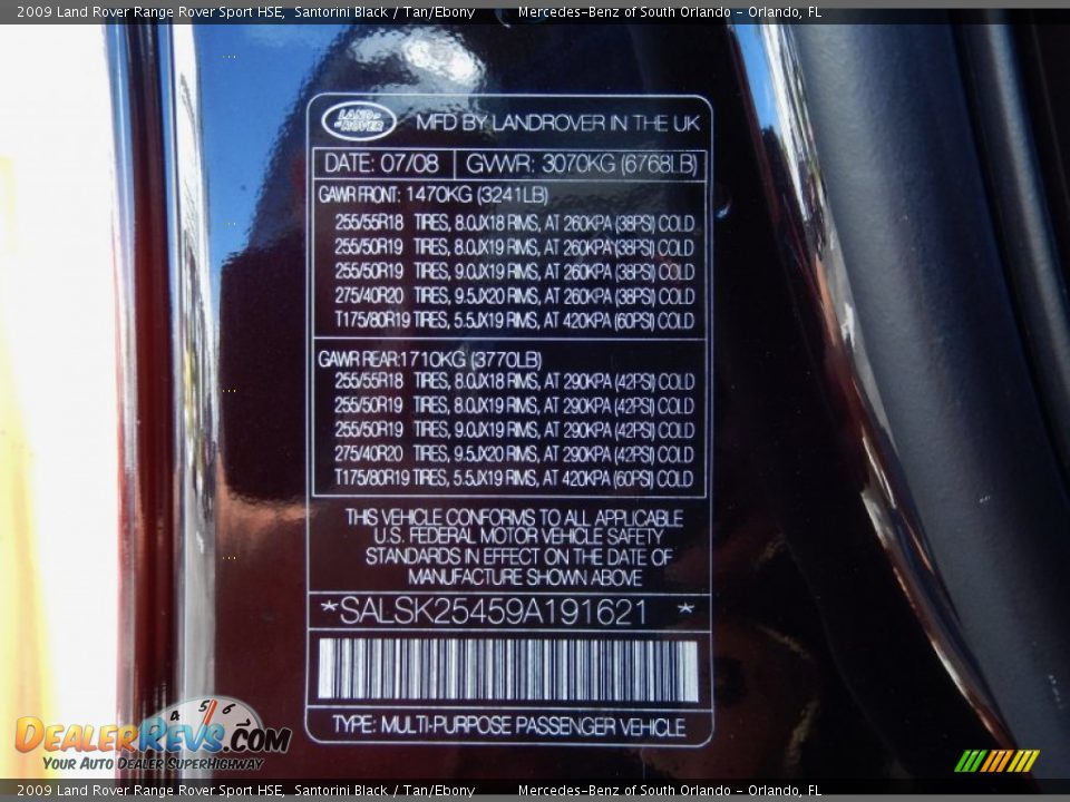 2009 Land Rover Range Rover Sport HSE Santorini Black / Tan/Ebony Photo #28