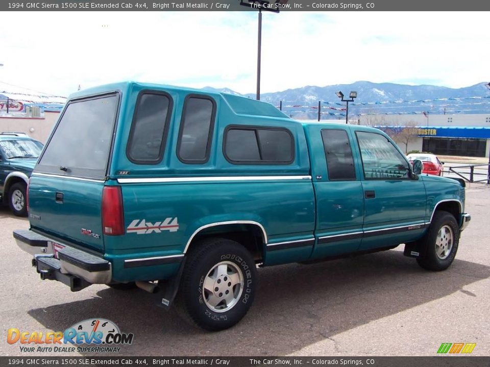 1994 GMC Sierra 1500 SLE Extended Cab 4x4 Bright Teal Metallic / Gray Photo #3