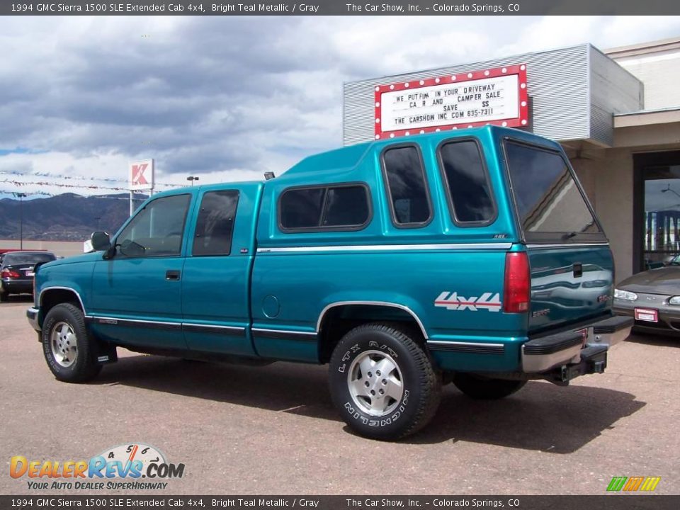 1994 GMC Sierra 1500 SLE Extended Cab 4x4 Bright Teal Metallic / Gray Photo #4