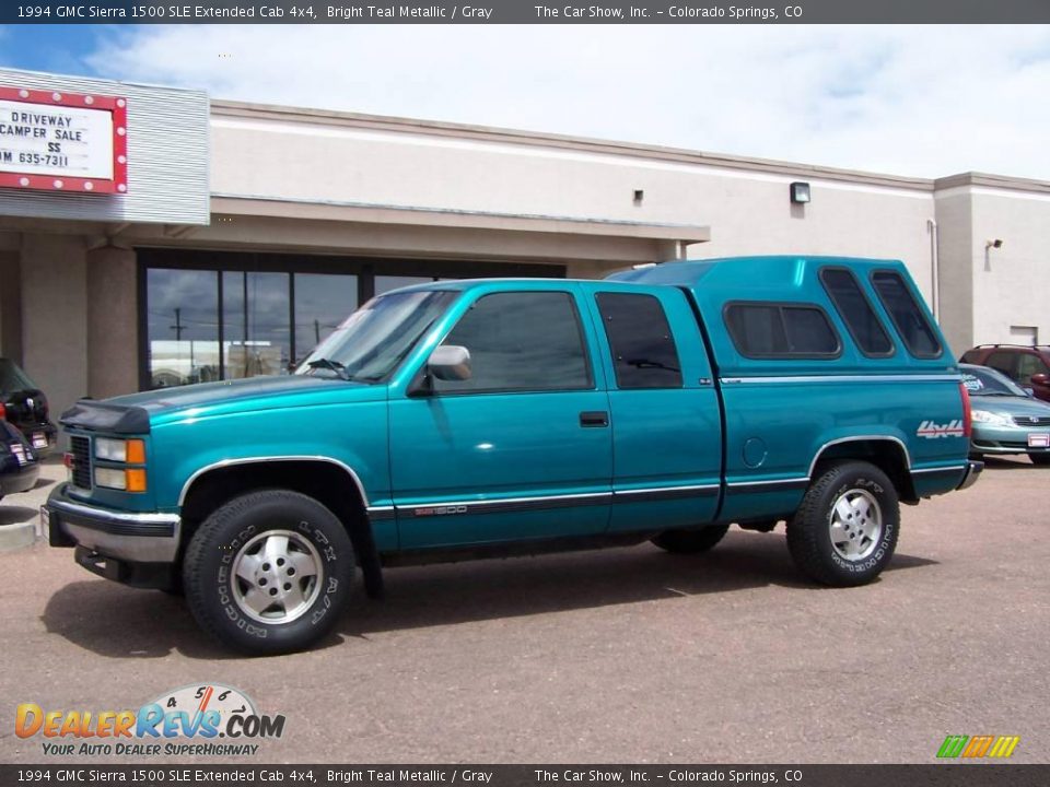 1994 GMC Sierra 1500 SLE Extended Cab 4x4 Bright Teal Metallic / Gray Photo #5