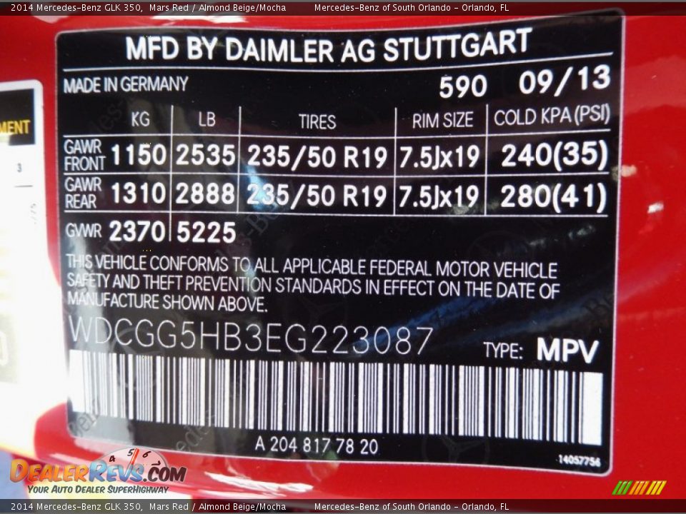 2014 Mercedes-Benz GLK 350 Mars Red / Almond Beige/Mocha Photo #13