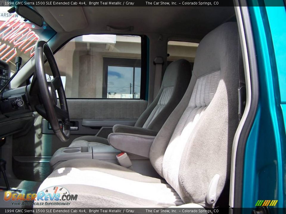 1994 GMC Sierra 1500 SLE Extended Cab 4x4 Bright Teal Metallic / Gray Photo #6