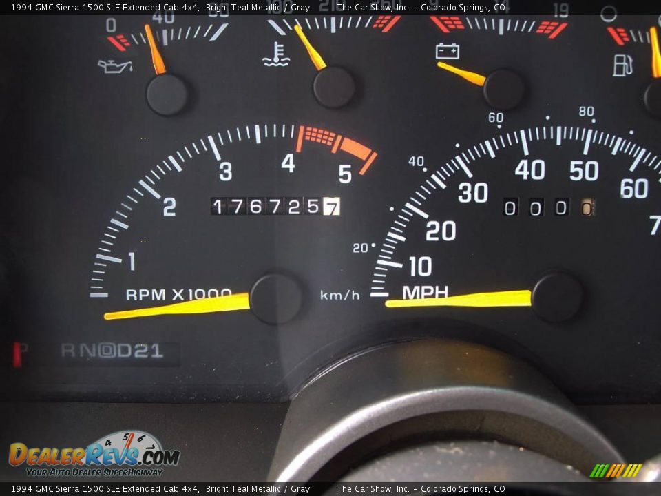 1994 GMC Sierra 1500 SLE Extended Cab 4x4 Bright Teal Metallic / Gray Photo #9