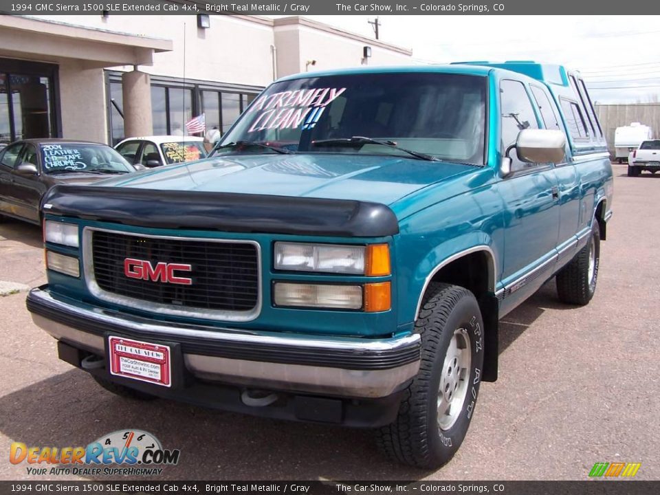 1994 GMC Sierra 1500 SLE Extended Cab 4x4 Bright Teal Metallic / Gray Photo #19