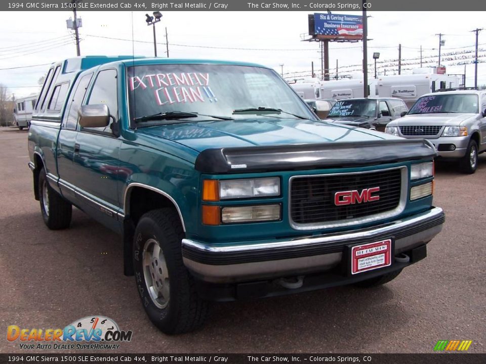 1994 GMC Sierra 1500 SLE Extended Cab 4x4 Bright Teal Metallic / Gray Photo #21