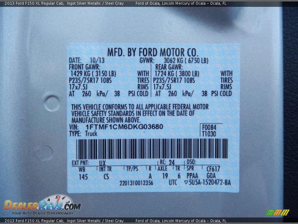 2013 Ford F150 XL Regular Cab Ingot Silver Metallic / Steel Gray Photo #11