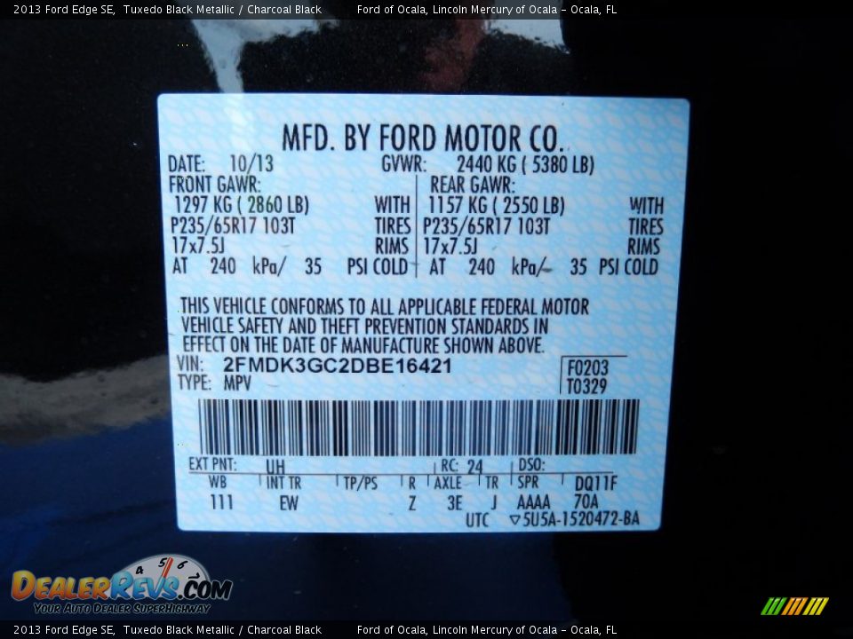2013 Ford Edge SE Tuxedo Black Metallic / Charcoal Black Photo #12