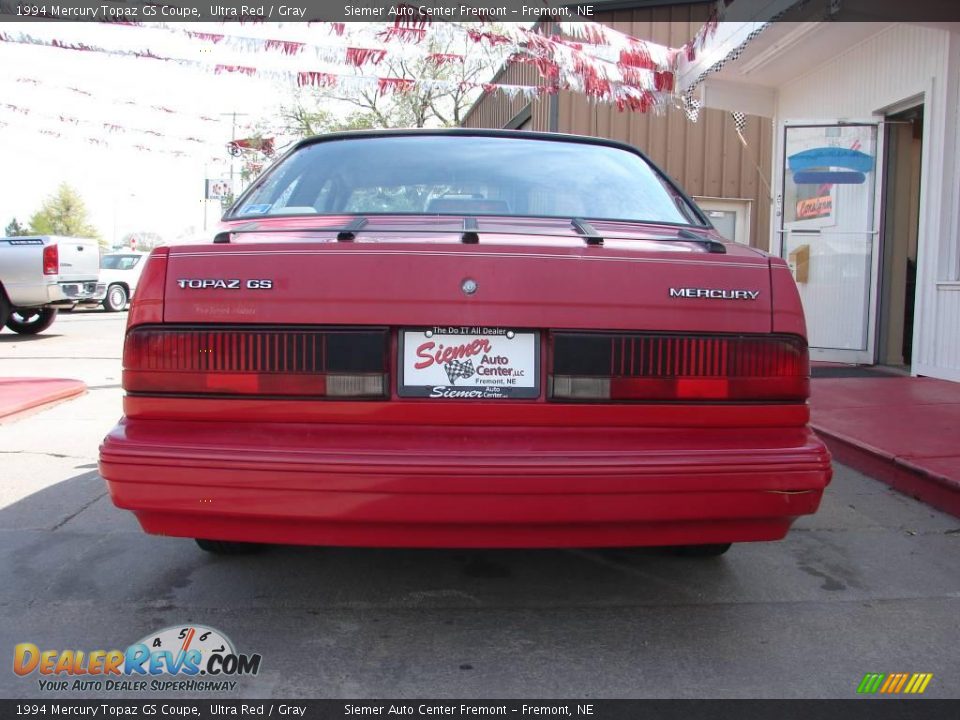 1994 Mercury Topaz GS Coupe Ultra Red / Gray Photo #5