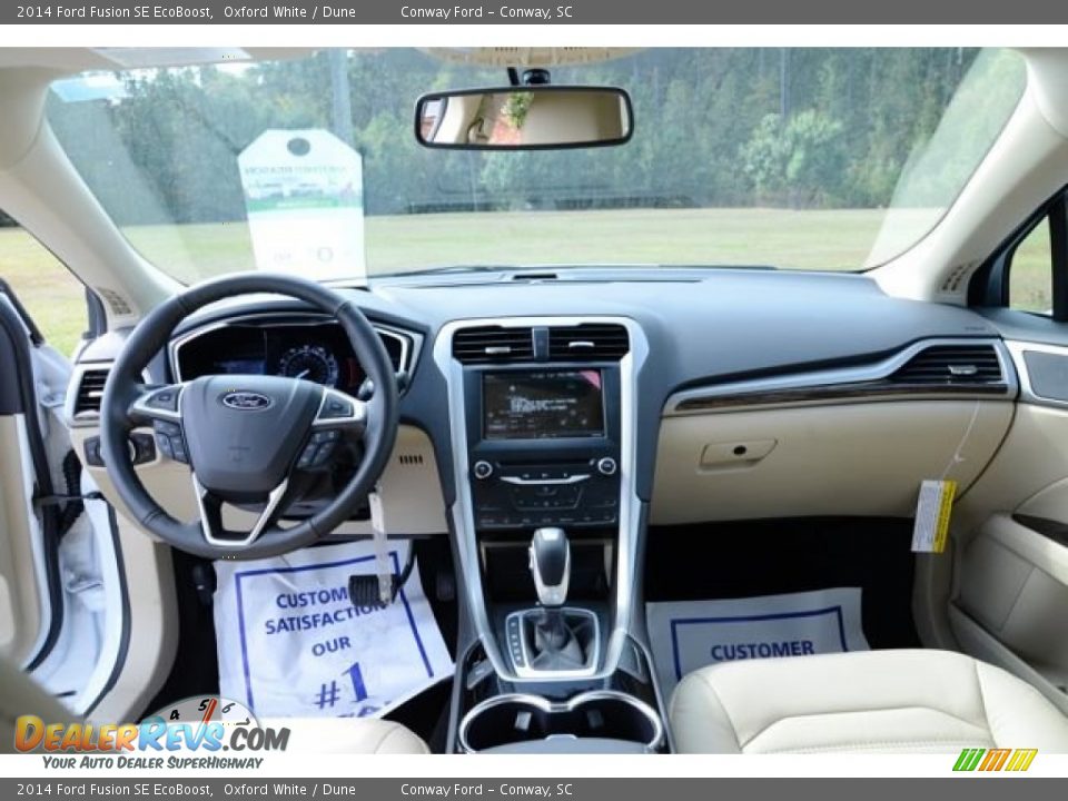 2014 Ford Fusion SE EcoBoost Oxford White / Dune Photo #14