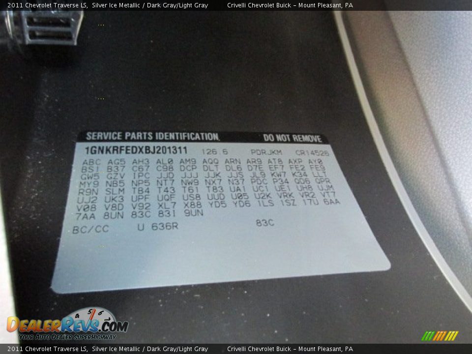 2011 Chevrolet Traverse LS Silver Ice Metallic / Dark Gray/Light Gray Photo #34