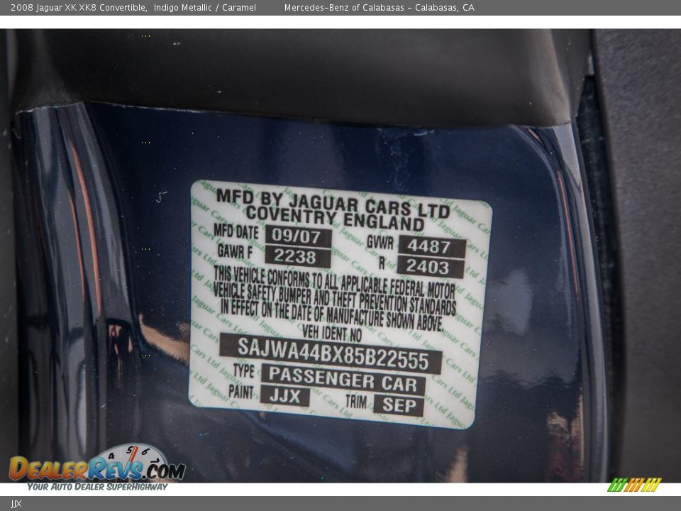 Jaguar Color Code JJX Indigo Metallic