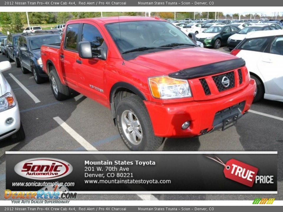 2012 Nissan Titan Pro-4X Crew Cab 4x4 Red Alert / Pro 4X Charcoal Photo #1