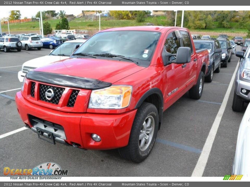 2012 Nissan Titan Pro-4X Crew Cab 4x4 Red Alert / Pro 4X Charcoal Photo #4