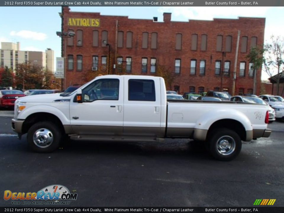 2012 Ford F350 Super Duty Lariat Crew Cab 4x4 Dually White Platinum Metallic Tri-Coat / Chaparral Leather Photo #1