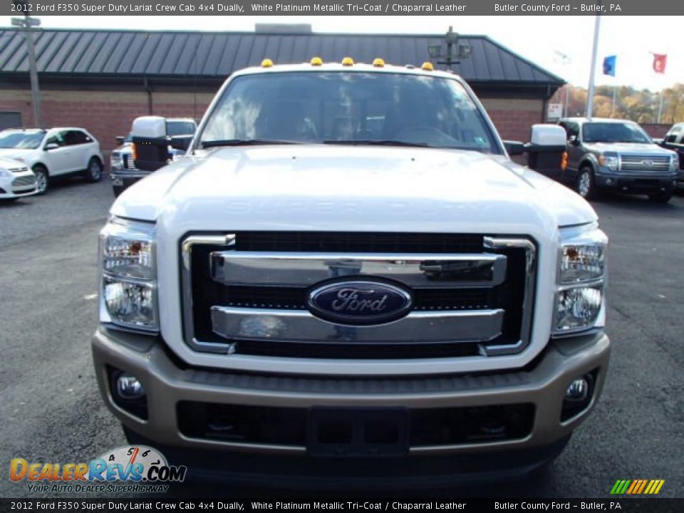 2012 Ford F350 Super Duty Lariat Crew Cab 4x4 Dually White Platinum Metallic Tri-Coat / Chaparral Leather Photo #3