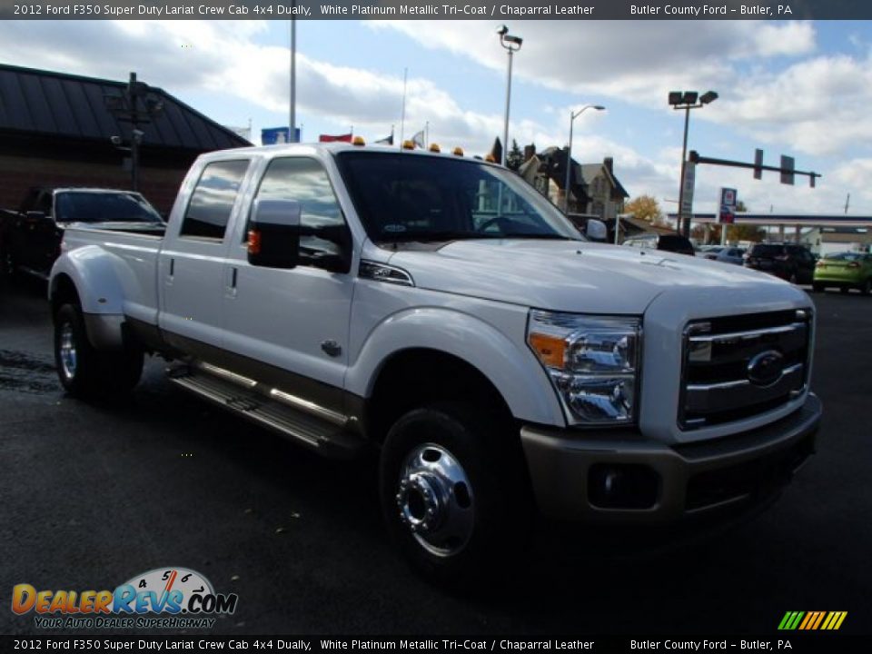 2012 Ford F350 Super Duty Lariat Crew Cab 4x4 Dually White Platinum Metallic Tri-Coat / Chaparral Leather Photo #4