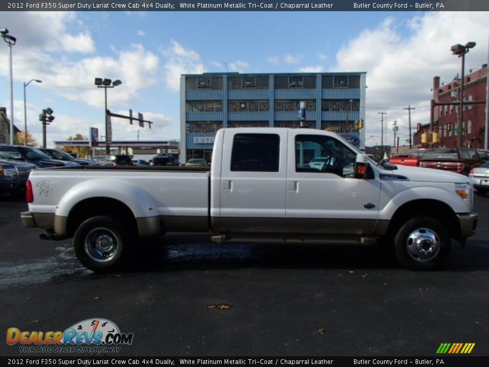 2012 Ford F350 Super Duty Lariat Crew Cab 4x4 Dually White Platinum Metallic Tri-Coat / Chaparral Leather Photo #5