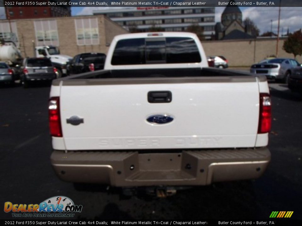2012 Ford F350 Super Duty Lariat Crew Cab 4x4 Dually White Platinum Metallic Tri-Coat / Chaparral Leather Photo #7