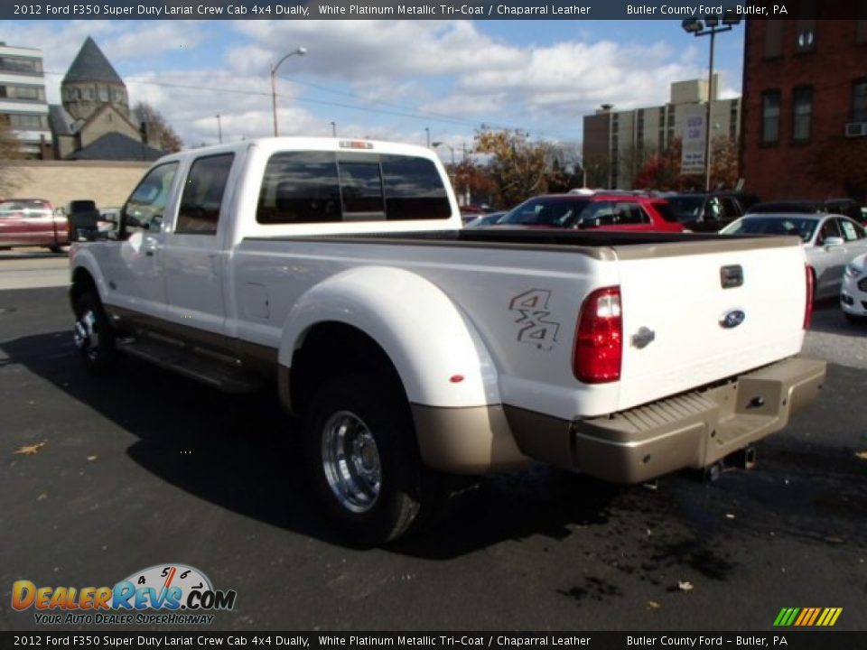 2012 Ford F350 Super Duty Lariat Crew Cab 4x4 Dually White Platinum Metallic Tri-Coat / Chaparral Leather Photo #8