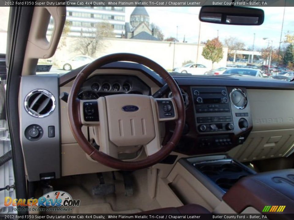 2012 Ford F350 Super Duty Lariat Crew Cab 4x4 Dually White Platinum Metallic Tri-Coat / Chaparral Leather Photo #12