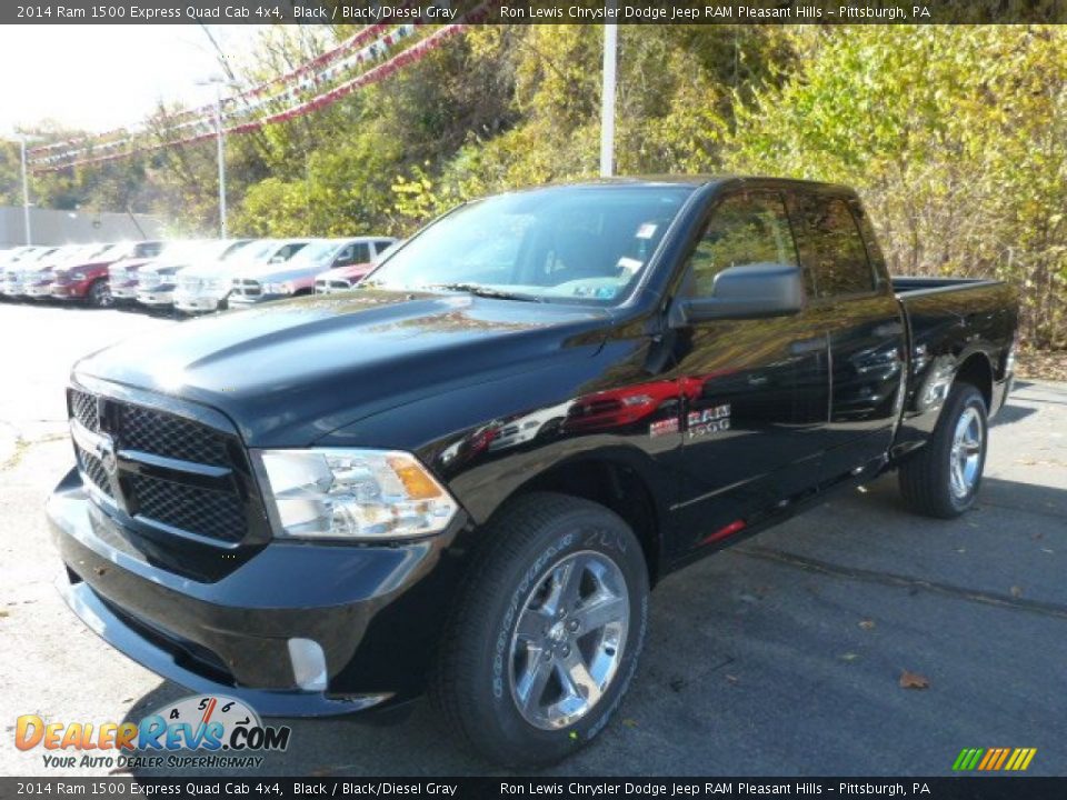 2014 Ram 1500 Express Quad Cab 4x4 Black / Black/Diesel Gray Photo #1