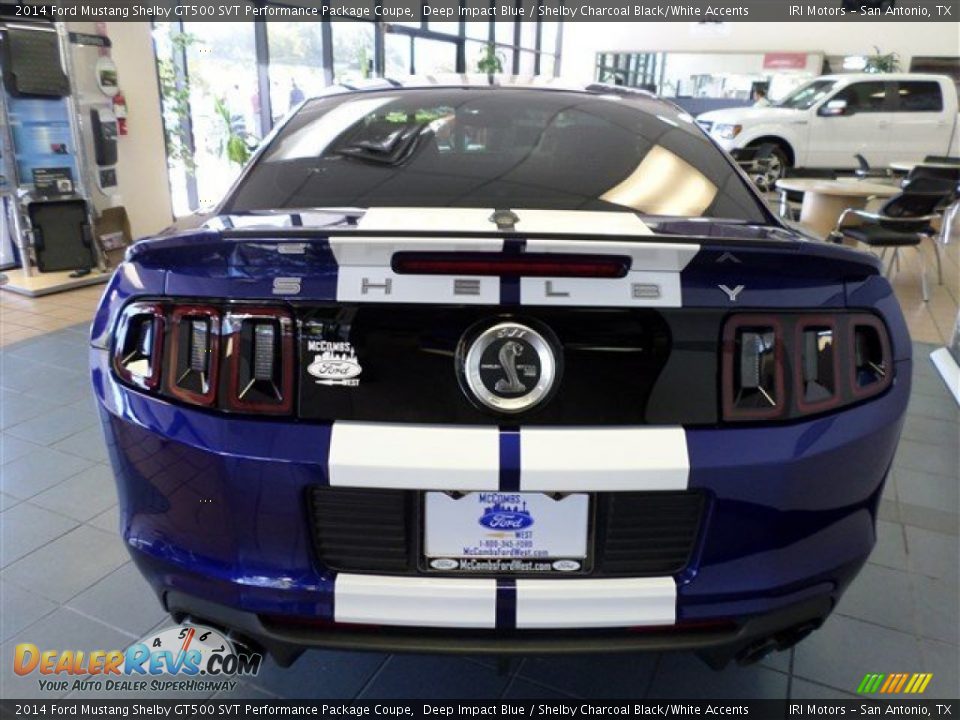 2014 Ford Mustang Shelby GT500 SVT Performance Package Coupe Deep Impact Blue / Shelby Charcoal Black/White Accents Photo #4