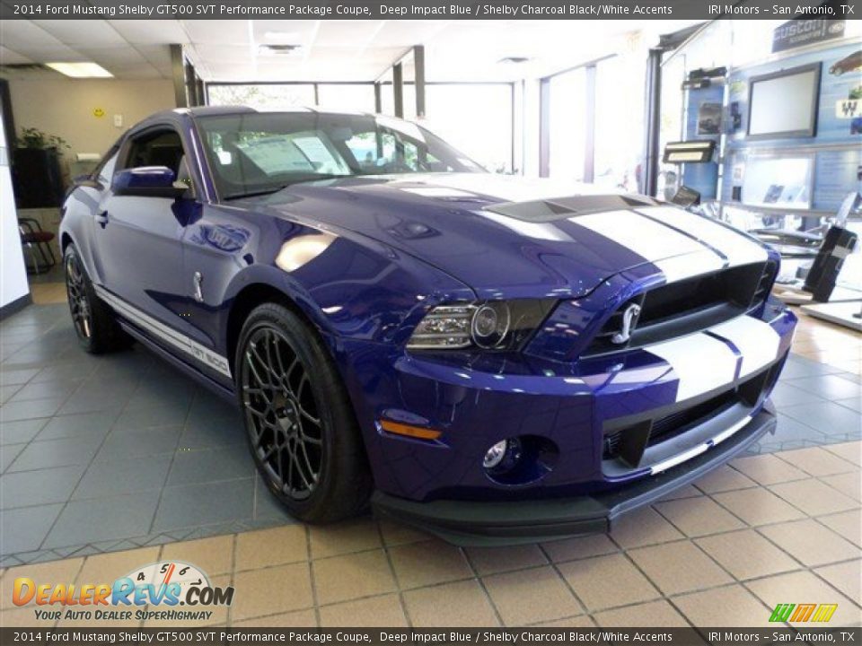 2014 Ford Mustang Shelby GT500 SVT Performance Package Coupe Deep Impact Blue / Shelby Charcoal Black/White Accents Photo #5