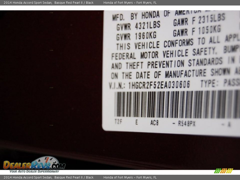 2014 Honda Accord Sport Sedan Basque Red Pearl II / Black Photo #32