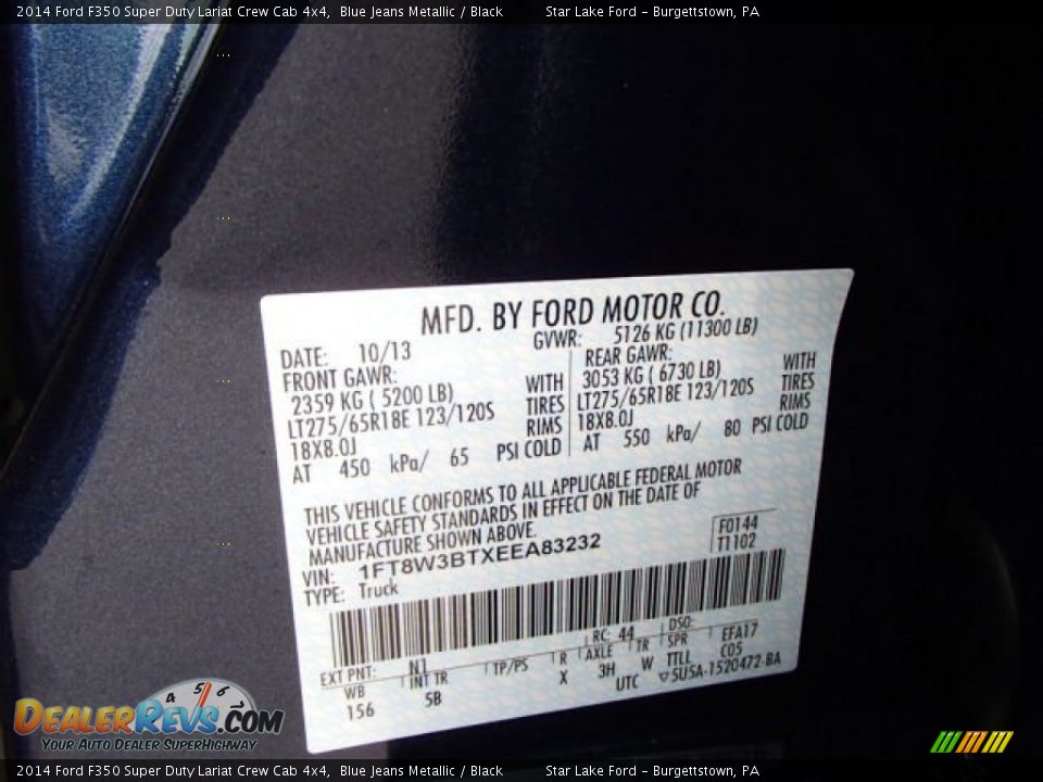2014 Ford F350 Super Duty Lariat Crew Cab 4x4 Blue Jeans Metallic / Black Photo #25