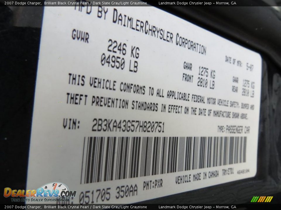 2007 Dodge Charger Brilliant Black Crystal Pearl / Dark Slate Gray/Light Graystone Photo #31