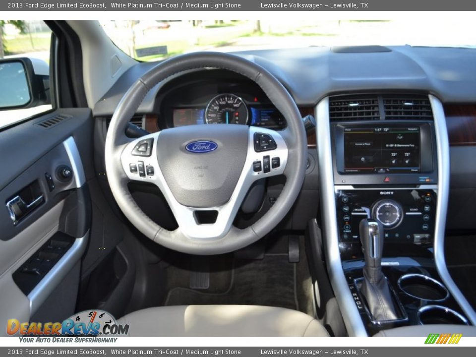2013 Ford Edge Limited EcoBoost White Platinum Tri-Coat / Medium Light Stone Photo #15