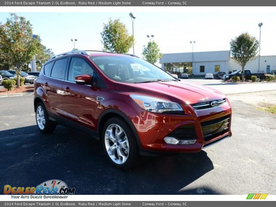 2014 Ford Escape Titanium 2.0L EcoBoost Ruby Red / Medium Light Stone Photo #3