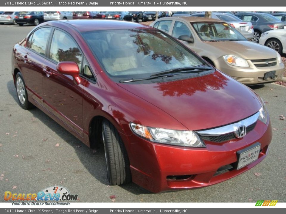 2011 Honda Civic LX Sedan Tango Red Pearl / Beige Photo #2