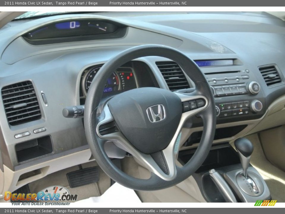 2011 Honda Civic LX Sedan Tango Red Pearl / Beige Photo #24