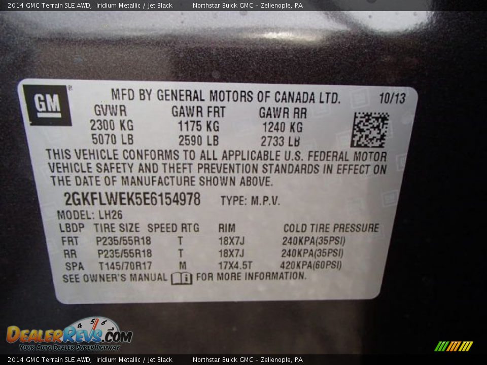 2014 GMC Terrain SLE AWD Iridium Metallic / Jet Black Photo #20