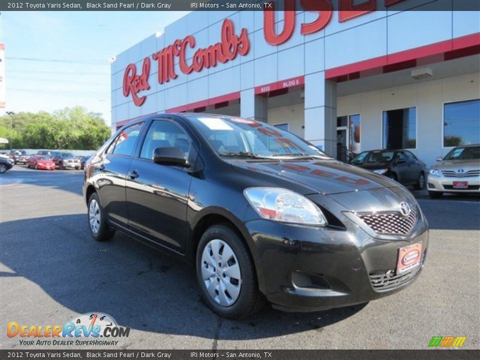 2012 Toyota Yaris Sedan Black Sand Pearl / Dark Gray Photo #1