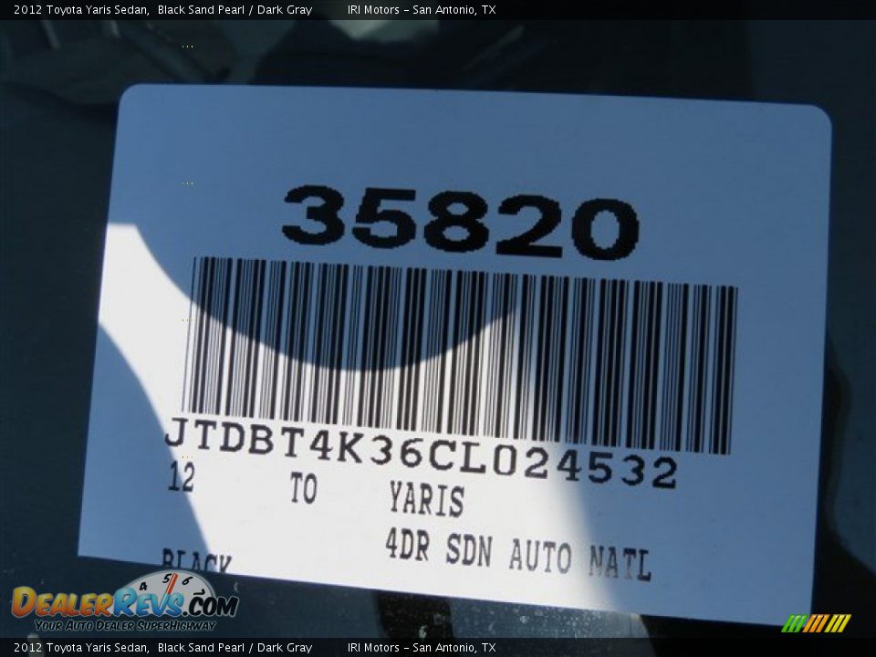 2012 Toyota Yaris Sedan Black Sand Pearl / Dark Gray Photo #14