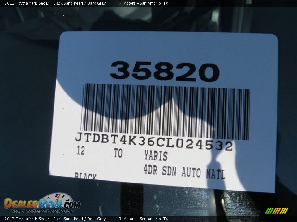 2012 Toyota Yaris Sedan Black Sand Pearl / Dark Gray Photo #18