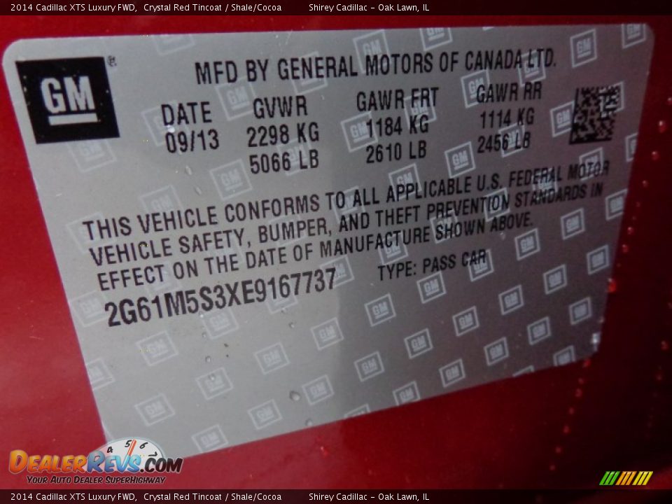 2014 Cadillac XTS Luxury FWD Crystal Red Tincoat / Shale/Cocoa Photo #15