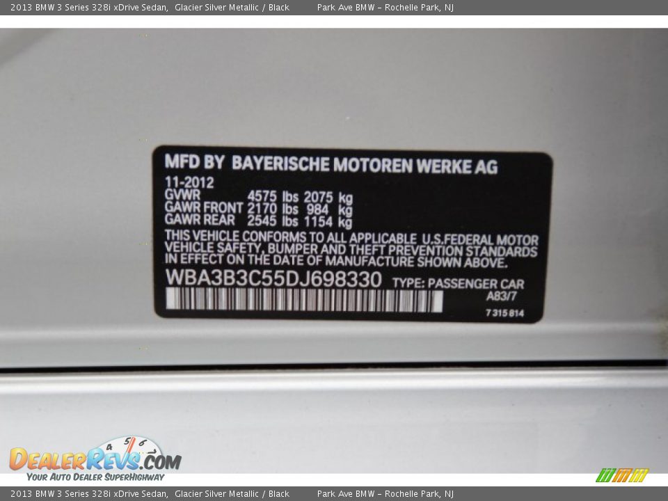 2013 BMW 3 Series 328i xDrive Sedan Glacier Silver Metallic / Black Photo #33