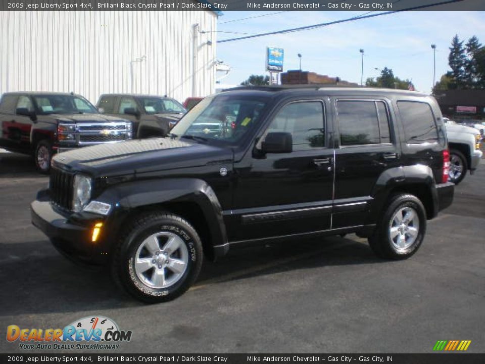 2009 Jeep Liberty Sport 4x4 Brilliant Black Crystal Pearl / Dark Slate Gray Photo #1