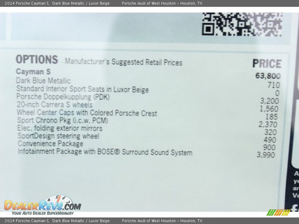 2014 Porsche Cayman S Dark Blue Metallic / Luxor Beige Photo #26