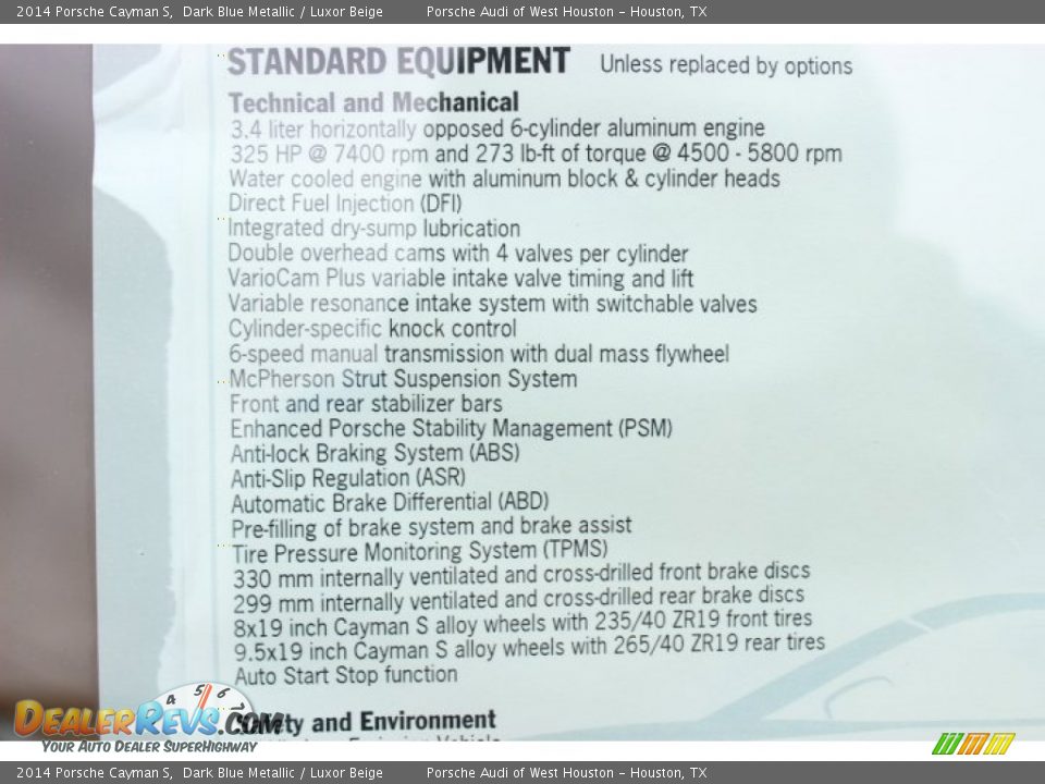 2014 Porsche Cayman S Dark Blue Metallic / Luxor Beige Photo #27