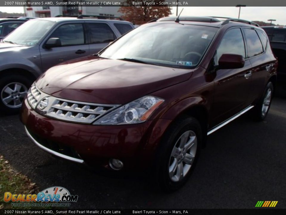 2007 Nissan Murano S AWD Sunset Red Pearl Metallic / Cafe Latte Photo #3