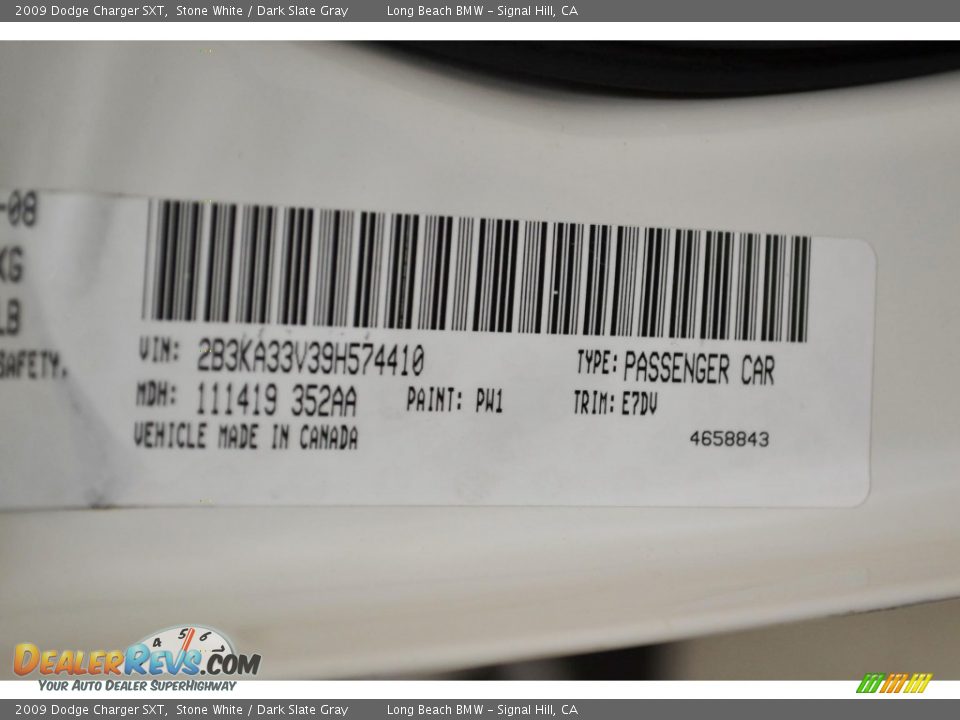 2009 Dodge Charger SXT Stone White / Dark Slate Gray Photo #9