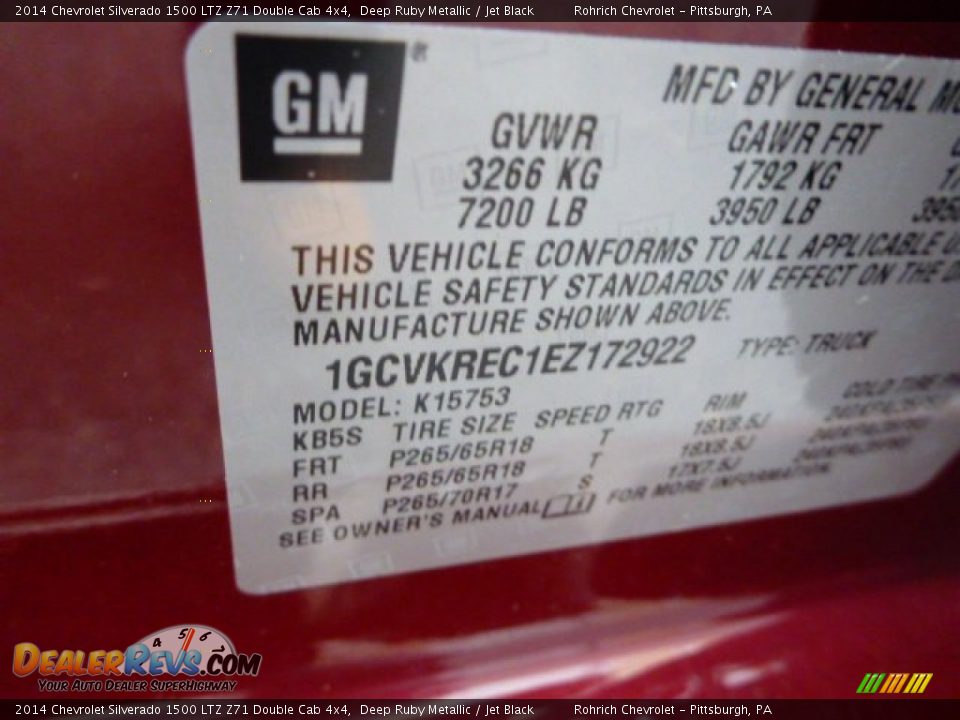 2014 Chevrolet Silverado 1500 LTZ Z71 Double Cab 4x4 Deep Ruby Metallic / Jet Black Photo #17
